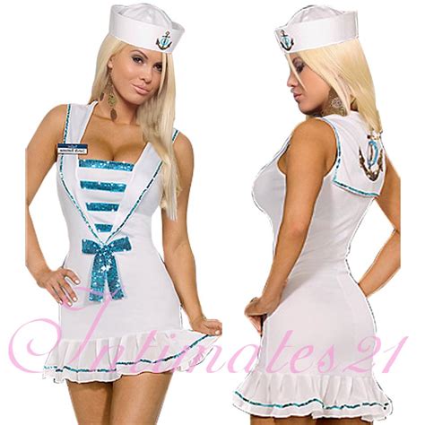 New Sexy Marine Sailor Pin Up Girl Costume Dress Set Halloween Carnival