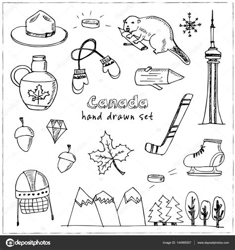 canada hand drawn icon vector doodle set stock vector  fafarumba