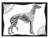Greyhound Mandalas Zentangle Doodle Galgos Lurcher sketch template