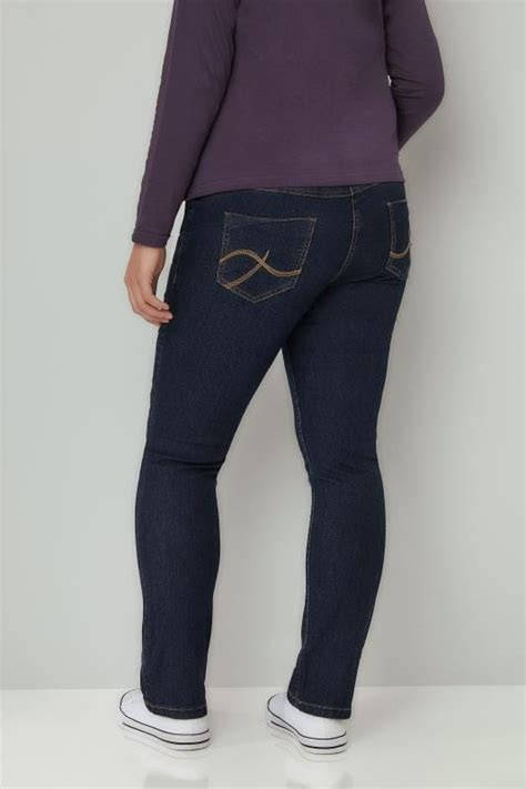 indigo pull on straight leg ruby jeans plus size 14 to 28