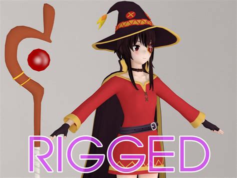 T Pose Rigged Model Of Megumin Anime Girl Rigged