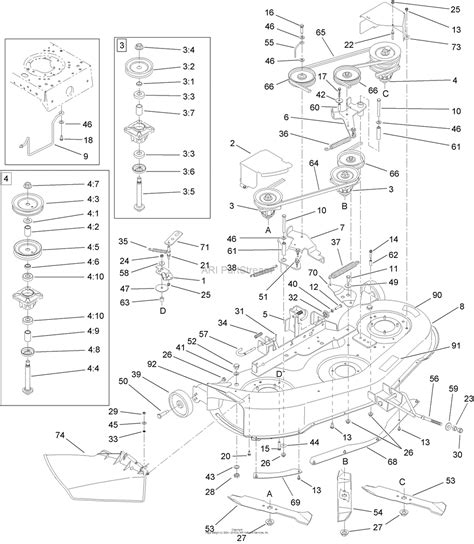 toro atrh lx lawn tractor  sn lh parts diagram    deck assembly