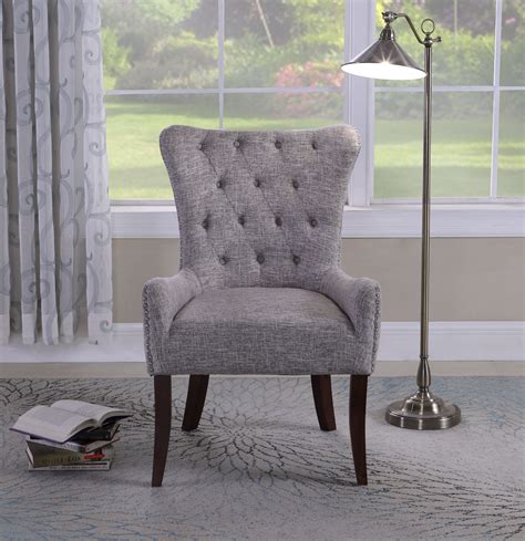 button tufted elegant accent chair gray white walmartcom