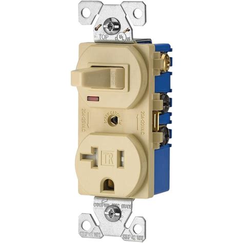 eaton  amp  volt    wire combination receptacle  toggle switch ivory trv