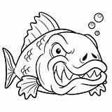 Fish Coloring Pages Monster Angry Adult Bass Saltwater Printable Fishing Sharp Getcolorings Print Teeth Size Color Getdrawings Colorluna sketch template