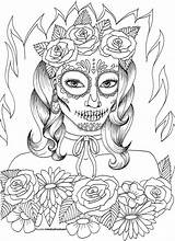 Peur Coloriage Mandala Skull Ausmalbilder Adults Drus sketch template
