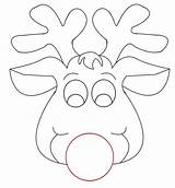 Reindeer Face Coloring Pages Rudolph Outline Clipart Christmas Template Printable Head Cow Drawing Santa Templates Mask Kids Ornament Crafts Clip sketch template