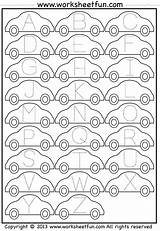 Tracing Worksheet Letter Worksheets Car Letters Printable Alphabet Kindergarten Preschool Cars Printables Worksheetfun Abc Capital Category Small Toddlers Transportation Learning sketch template