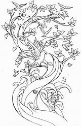 Coloring Tree Cherry Blossom Pages Printable Japanese Tattoo Adults Adult Family Metacharis Size Deviantart Print Drawing Color Designs Pigeon Tattoos sketch template