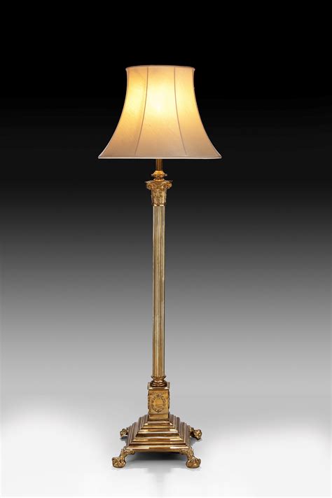 antique brass adjustable standard lamp  reeded column