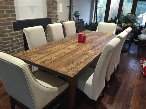 handcrafted rustic wooden dining tablecm cm  plank dark oak