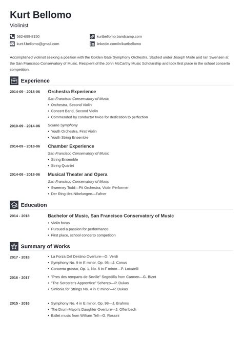 singer resume sample
