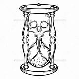 Hourglass Drawing Tattoo Death Skull Clock Sketch Outline Sand Muerte Designs Drawings Illustration Broken Stencil Santa Hand Reaper Grim Decorative sketch template