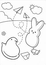 Peeps Coloring Pages Printable Bunny Chick Playing sketch template