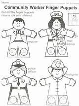 Community Helpers Workers Preschool Coloring Finger Puppets Pages Crafts Activities Printable Helper Puppet Templates Paper Patterns Kids Worksheets Worker Fun sketch template