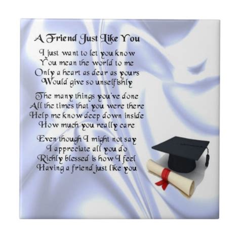 graduation friend poem tile zazzlecom