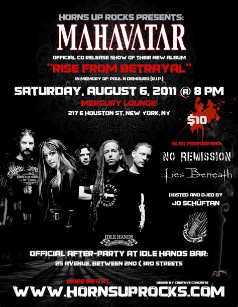 horns up rocks horns up rocks presents the official cd release party of mahavatar s rise from