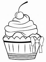 Coloring Dessert Pages Cupcake sketch template