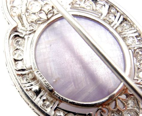 marcus and co art deco diamond violet star sapphire platinum brooch pin
