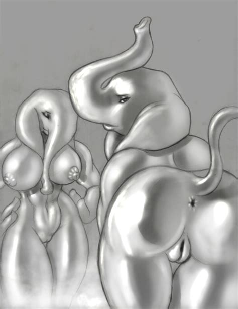 rule 34 anus big breasts breasts elephant female liquidmark looking at viewer monochrome nude