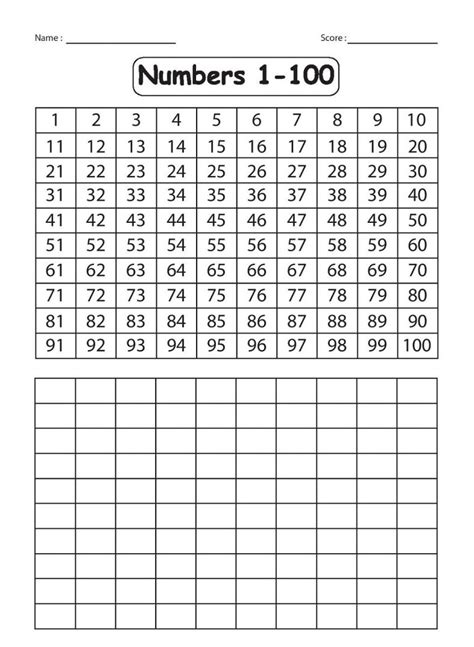 number chart printable  printable   number chart