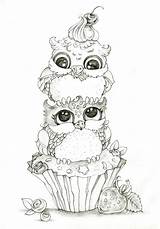 Coloring Owls Grayscale sketch template