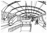 Maglev Drawing Train Station Railway Getdrawings sketch template