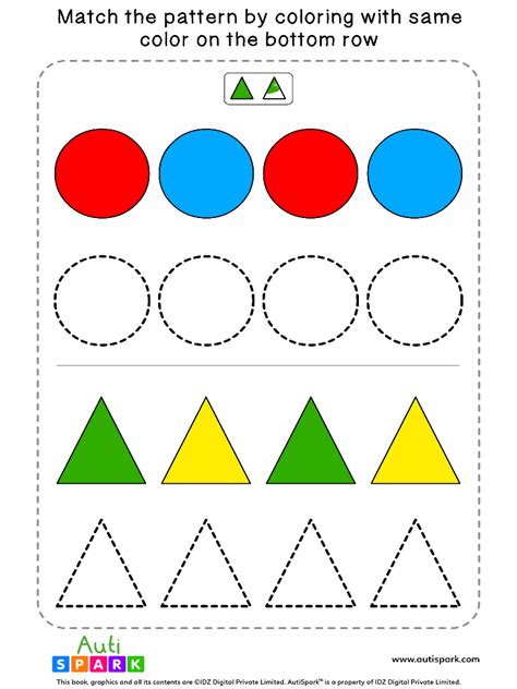 fun color patterns worksheet  color  shapes autispark