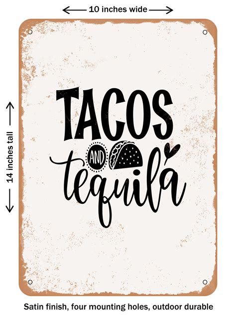 Decorative Metal Sign Tacos And Tequila Vintage Rusty Look Signs