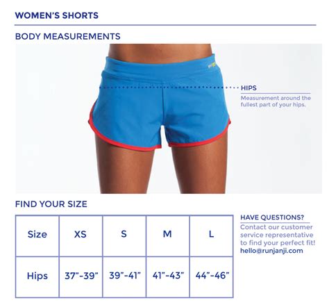 womens shorts size chart janji