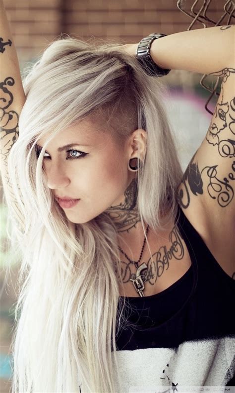 Blonde Girl Tattoos Ultra Hd Desktop Background Wallpaper