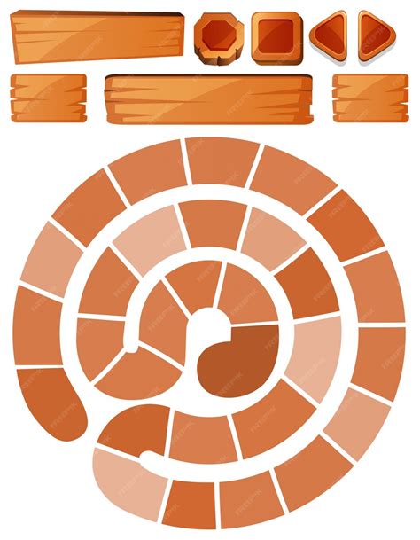 vector game template  spiral  wooden signs
