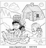 Cabin Native American Outline Coloring Boating Visekart Illustration Royalty Clipart Vector Clip Log Outlined Hatchet Horse Indian Clipartof Illustrations Cartoon sketch template