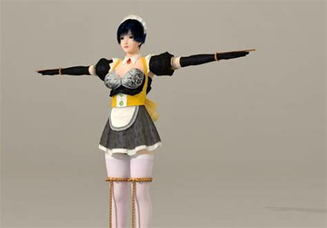 Anime Character Maid Girl 3d Model Dae Max 123free3dmodels