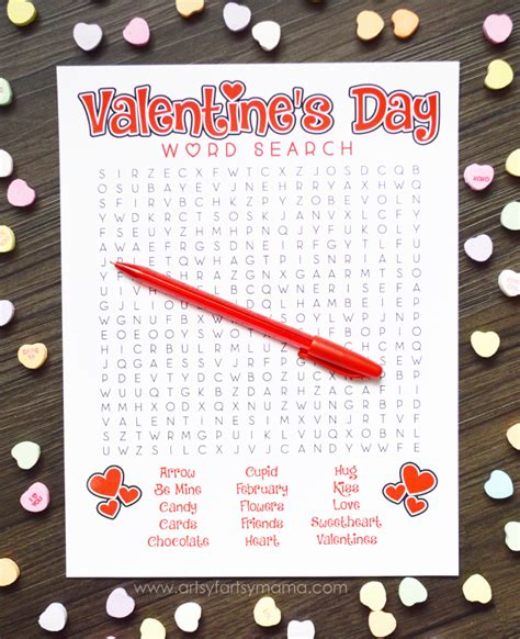 printable valentines day word search artsy fartsy mama