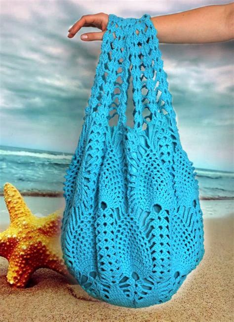 extra large bright blue crochet bag crochet beach bag turquoise