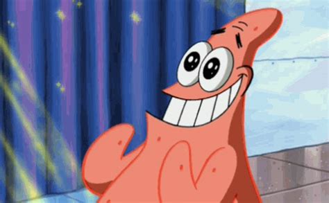 happy patrick by spongebob squarepants find and share on giphy