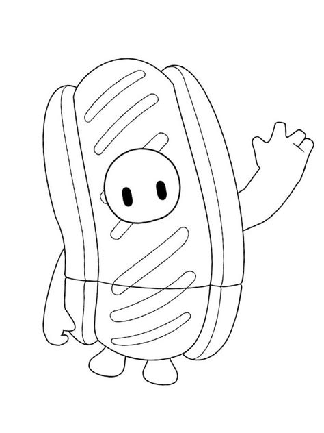 kleurplaat hot dog fall guys leukekleurplatennl