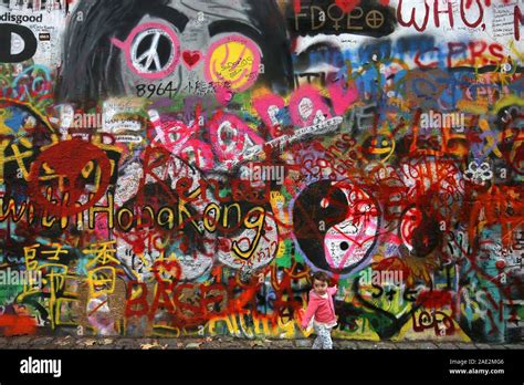 Prague Czech Republic September 13 Details Of John Lennon Wall