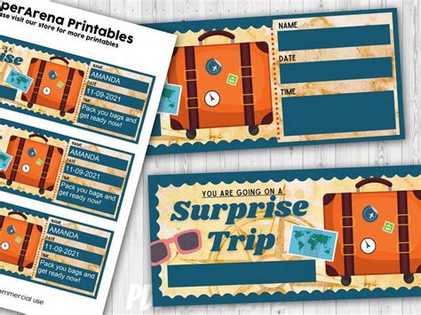 surprise trip ticket vacation gift ticket boarding pass  template
