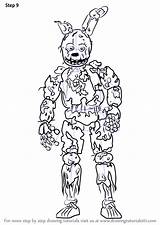 Springtrap Nights Freddy Fnaf Step Freddys Drawingtutorials101 Scaricare Animatronics sketch template
