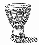 Djembe Tambor Drawing Drum Africano sketch template