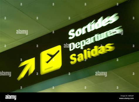 barcelona airport departures sign stock photo alamy