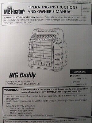 heater big buddy mh propane heater owner parts manual lp gas rv camping ebay