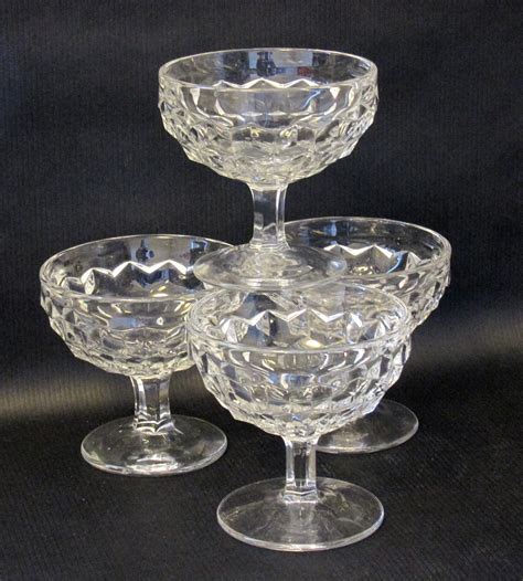 Fostoria American Clear Vintage Low Footed Sherbet Glasses Set Of 4
