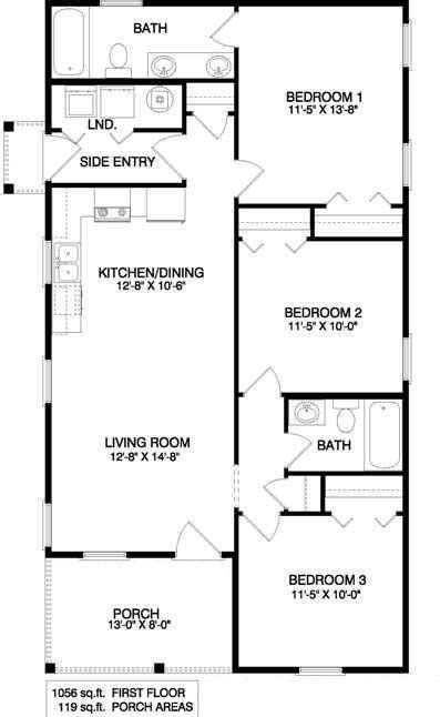 small ranch house plan features  bedrooms   full baths cute elevation