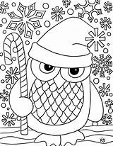 Owl Coloring Santa Christmas Color Printable sketch template