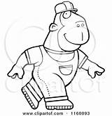 Ape Builder Walking Clipart Cartoon Thoman Cory Outlined Coloring Vector Royalty 2021 sketch template
