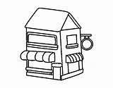 Shop Coloring Buildings Architecture Coloringcrew Grocery Store sketch template