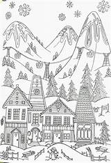 Coloring Winter Adult Ski Resort Depressão Vencer Adultos Colorir sketch template